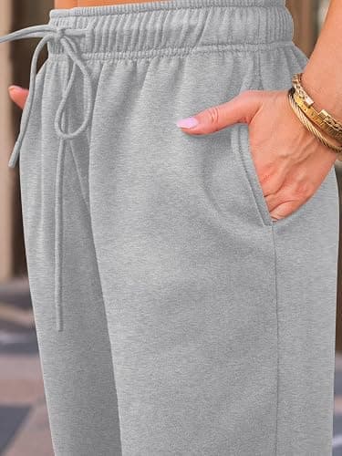 AUTOMET Women's Wide Leg Sweatpants Fleece Lined Baggy Straight Leg Lounge Pants Fall Outfits Athletic Joggers with Pockets thumbnail 5