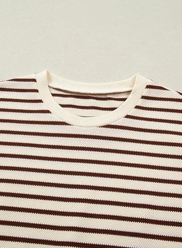SHEWIN Women Summer Loose Fit Tops Trendy Rib Knit Stripe Shirt Business Dressy Casual 2026 thumbnail 8