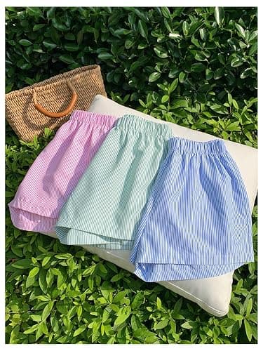 Milumia Girl's 3 Pack Striped Elastic Waist Straight Leg Going Out Casual Shorts thumbnail 5