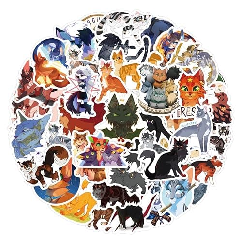 Warriors Cat Stickers Cute Cartoon Kids Decal for Water Bottle Laptop 60PCS | Waterproof Vinyl Warriors Cat Sticker for Scrapbook Luggage Phone Gifts for Kids Teens Adults Aesthetic Decals Party Supplies thumbnail 3