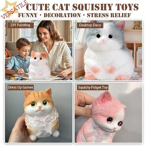 YJPPDD Big taba Squishy Cat, Handmade Squishy Cat for Adult/Kids, Stress Relief, Cute & Soft Cat Design, Perfect Squeeze Toys Gift for Relaxation and Fun - Dress Up Your Own Squishies Cat(Siamese) thumbnail 5