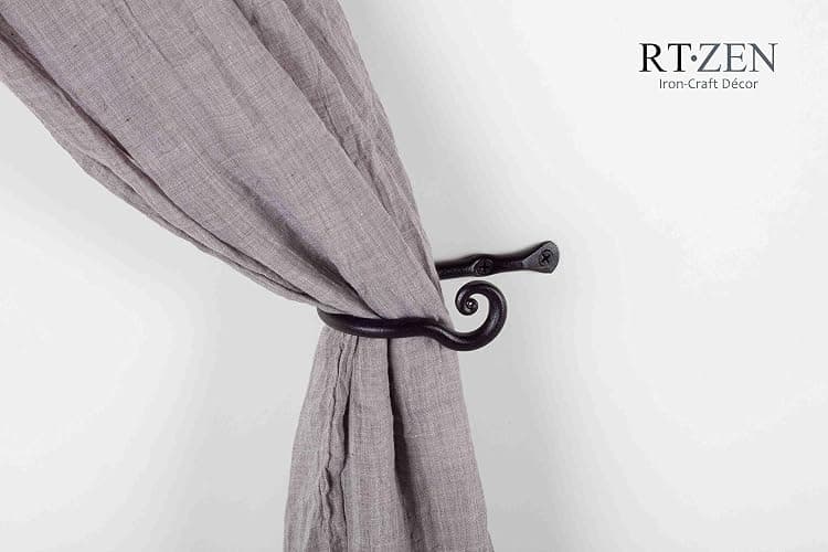 RTZEN Decorative Metal Curtain Tiebacks - Farmhouse Wrought Iron Curtain Holdbacks - Drapery Holders for Wall - Unique Metal Tie Backs for Curtains - 2 Pcs (Black Classic) thumbnail 8