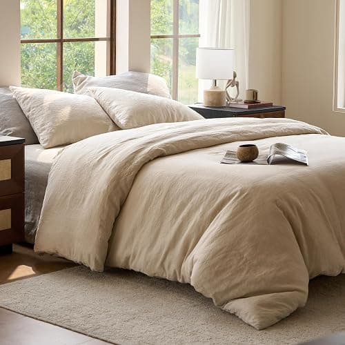 SIJO Premium Stone Washed Organic French Linen Duvet Cover, GOTS Certified Organic, Small Batch Sourced from Normandy, Best Cooling Linen Sheet Award by Sleep Foundation (Classic, King/Cal King) - Image 1
