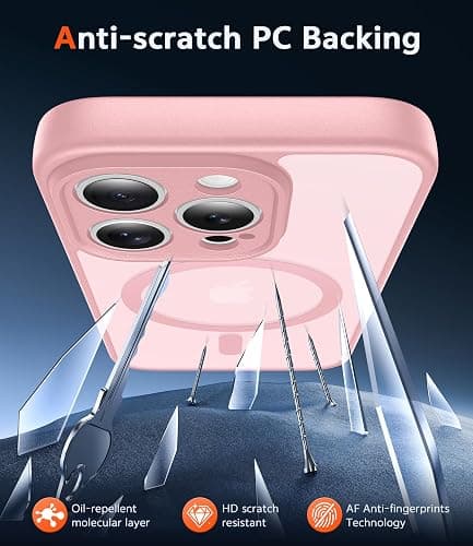 FNTCASE for iPhone 15 Pro Case: Matte Magnetic Phone Cases with Screen Protector Compatible with Magsafe Slim Anti Yellowing Rugged Shockproof Protective Translucent Cell Phone Cover (C-Pink) thumbnail 5