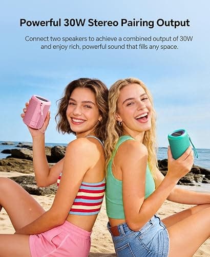 Portable Bluetooth Speaker Beach Essentials: IPX5 Waterproof for Outdoor | Powerful HD Sound,Dynamic Light,All Day Playtime,Wireless BT 5.3,TWS Pairing,Travel|Camping|Pool Accessorie,School Supplies thumbnail 7