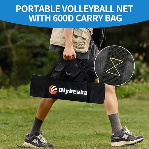 Portable Outdoor Volleyball Net Set for Backyard Beach with Adjustable Poles, Durable 20ft/32ft Net, Soft PU Volleyball & Pump, Carry Bag - Easy Set Up & Durable - 20ft - Blue + Blue thumbnail 6
