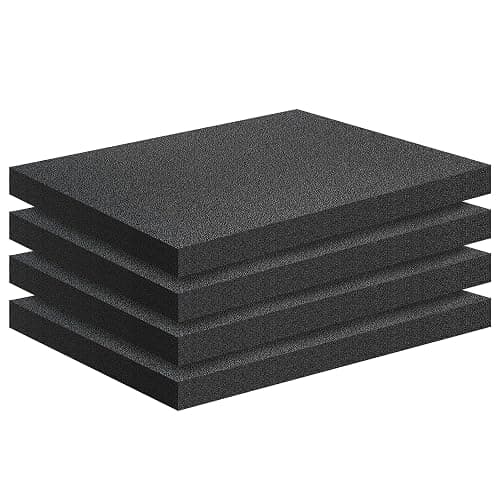 4 PCS Black Foam Padding- 16x12x1 Inch Polyurethane High Density Foam Cuttable Black Sheet Pad Cushioning Inserts for Packing Cases and Crafts - Image 1