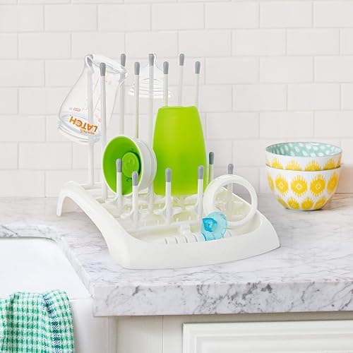 Munchkin Fold Baby Bottle Drying Rack - Compact Design Folds Flat for Easy Storage, White/Grey thumbnail 2
