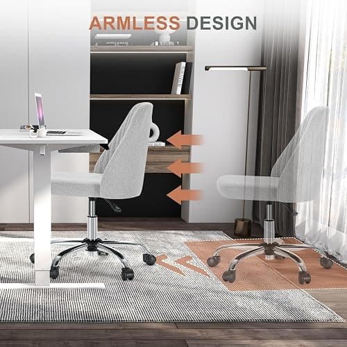 DUMOS Home Office Chair, Comfy Desk Chair with Rolling Wheels | Armless Height Adjustable, Wide Seating, Vanity Swivel Task, Bedroom Student Adults, Classic Grey thumbnail 7
