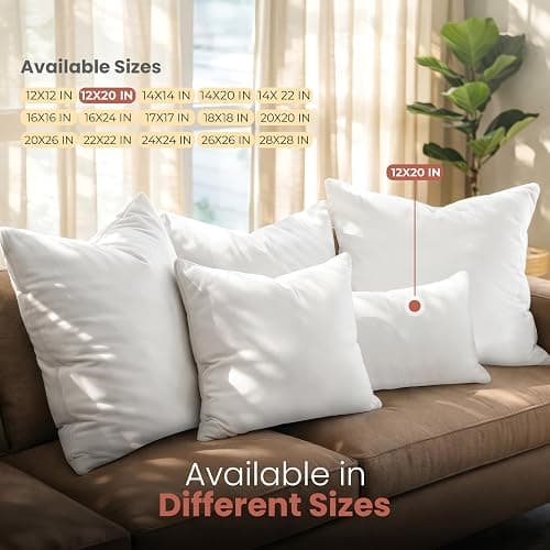 Utopia Bedding 12x20 Pillow Inserts, Set of 2, White – Indoor Decorative Throw Pillows for Bed, Sofa & Couch – Soft, Supportive & Fluffy Cushion Inserts thumbnail 8