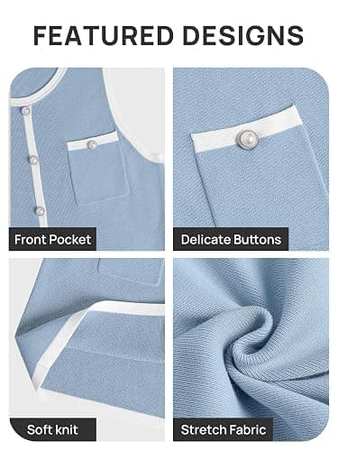 ZESICA Women's 2026 Summer Sleeveless Mini Dress Elegant Crewneck Button Knit Bodycon Bussiness Office Short Dresses thumbnail 7
