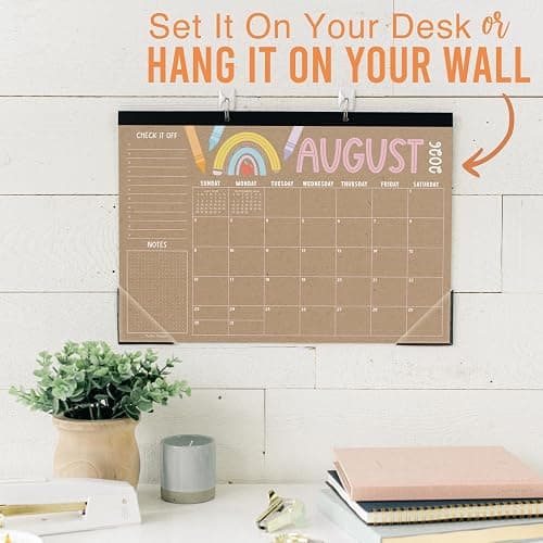 Hadley Designs Large Desk Calendar 2026-2027 - Desktop Calendar 2026, 18 -Month Desk Calendars for Home, Office & Classroom, Cute Kraft Classroom Decor Teacher Must Haves, January 2026 to June 2027 thumbnail 9