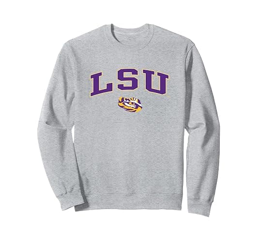 LSU Tigers Arch Over Heather Gray Officially Licensed Sweatshirt - Image 1