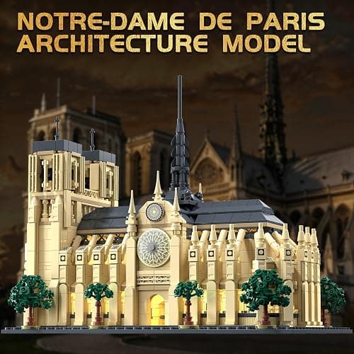 EITOLNR Notre Dame de Paris Architecture Building Set with LED Light, 1757 Pcs Collectible Model of Paris Landmark Building Blocks for Adults, Birthday Gift for Boys Girls 14+ thumbnail 7