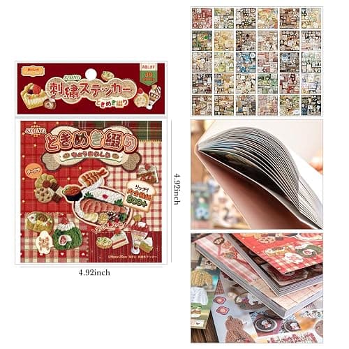 Girl's Japanese Retro Sticker Book, Animal and Plant Theme - 800+ Cute Old Showa Style Embroidered Stickers, for DIY Scrapbooking Journaling Handbook Decoration thumbnail 7