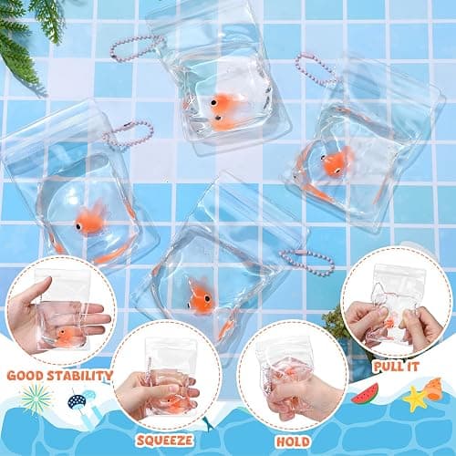 Meooeck 12 Pcs Stress Relief Cute and Fun Animal Toys for Birthday Party Christmas Stocking Stuffer Supplies Favors and Decorations for Boys and Girls(Orange,Goldfish) thumbnail 4