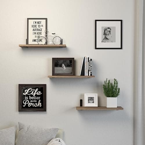 DOLLFIO Floating Shelves, 3 Sets Wall Shelves, Wooden Floating Shelves for Wall Décor, Wall Mounted Floating Bathroom Shelf for Storage, Floating Book Shelf for Bedroom, Living Room – Rustic Brown thumbnail 7