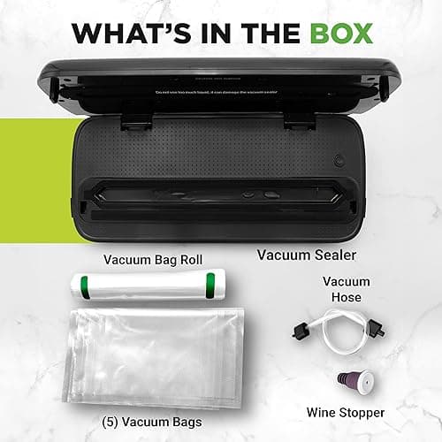 NutriChef Food Vacuum Sealer Machine, Stainless Steel Automatic Air Sealing System for Dry/Moist Foods, LED Touch Controls, Includes Vacuum Hose, Bag Roll and Wine Stopper, 110W Suction Power, 14"x6" - Stainless Steel - 14.1"L x 6"W x 3"H thumbnail 7