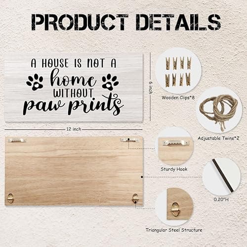 CGBHW Dog Gifts Picture Frame Photo Holder for Wall, Dog Mom Dad Lovers Owner Gifts for Women Men, Pet Lovers Gift, a House Is Not a Home Without Paw Prints Hanging Photo Display Wall Decor thumbnail 7