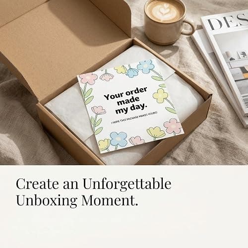 WTYONZEL 160Pcs Thank You Cards Small Business, Floral Design Packaging Supplies Your Order Made My Day for Business Owners, Shop, Online Retailers,3"x3.5" thumbnail 5