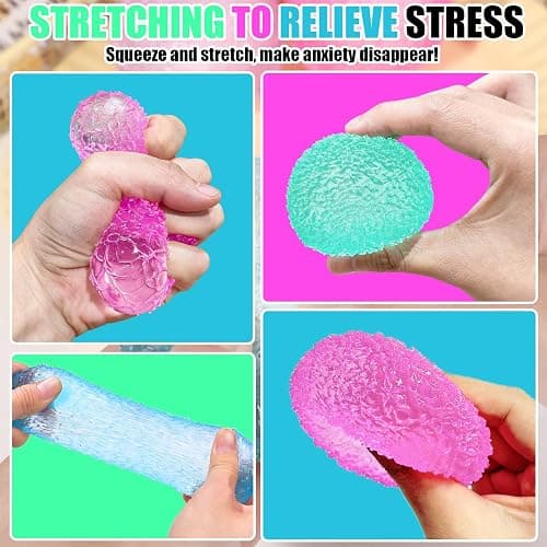 3Pc Big Soft Sensory Stress Balls, Textured Memory Gel Soft Fidget Toys, Large Sensory Soft Fidget Toy for Kids/Aduts,Anxiety Relief Squeeze Ball for Autism/ADHD, Party Favors Gifts (Random Color) thumbnail 3