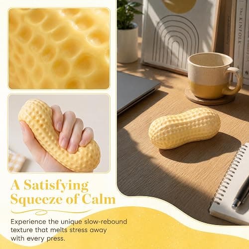 2 Pcs Peanut Squishy Fidget Toys,Squeezy Squishy Peanut for Adults Kids,Cute Sensory Stretchy Squeeze Toys Anxiety Relief Focus Stress Relief Ball Squishy Toys for Office Home Work Study Relaxation thumbnail 5