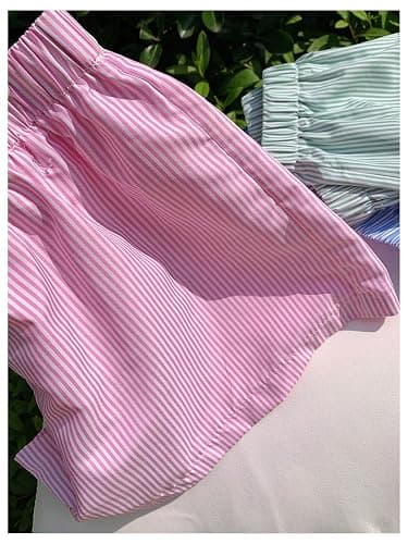 Milumia Girl's 3 Pack Striped Elastic Waist Straight Leg Going Out Casual Shorts thumbnail 2