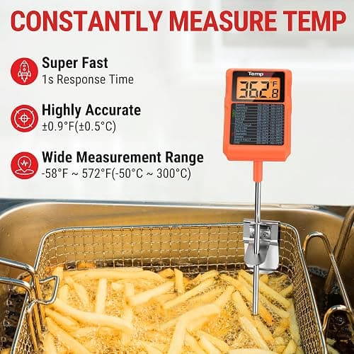 TempPro TP510 Waterproof Digital Candy Thermometer with Pot Clip, 10" Long Probe Instant Read Food Cooking Meat Thermometer for Grilling Smoker BBQ Deep Fry Oil Thermometer(Previously ThermoPro) thumbnail 3