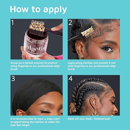 KISS COLORS & CARE Extreme Hold Edge Fixer Hair Gel, 24 Hour Maximum Hold, Ultimate Styling Control, No Flake Formula, For Coarser, Coily Hair, 3.38 oz (100 mL) - Fragrance Free thumbnail 5