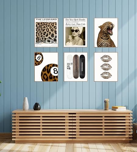 Trendy Leopard Wall Poster - Stockholm Style Room Decor for Women - Luxury Fashion Posters for Home Bedroom Apartment Dorm - HD Prints - Set of 6 Pieces - 8 x 10 inch - UNFRAMED thumbnail 5