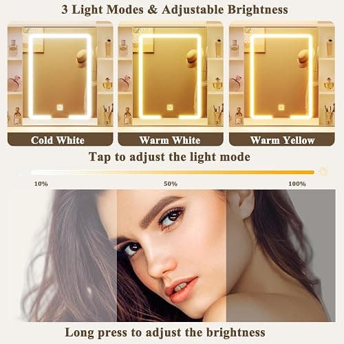 HUAHUU Vanity Desk with Mirror and Lights, 37" Makeup Vanity Desk with LED Lighted Mirror, Power Outlet, White Vanity with Storage Cabinet, 2 Drawers & 6 Shelves for Bedroom thumbnail 3