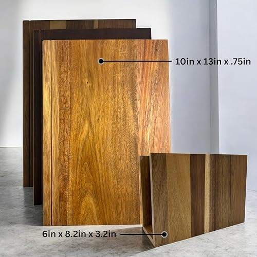 The Cutting Board Library | 100% Acacia Wood | Set of 3 Decorative Kitchen Boards with Wooden Stand | Cheese, Bread & Charcuterie Display | Statement Countertop Accent thumbnail 6