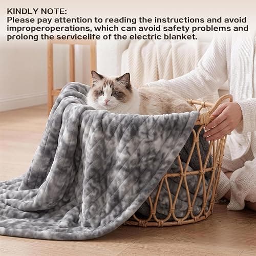 PFASDFW Heated Electric Blanket Throw 50''x60'' - Fast Tie-Dye Heating Blanket, Washable Heat Blanket 10 Heating Settings, 8h Timer Auto Off & Heated Protection, Soft Flannel & Sherpa Material thumbnail 4