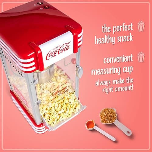 Nostalgia Coca-Cola Popcorn Maker Machine - Professional Tabletop With 2.5 Oz Kettle Makes Up to 10 Cups - Vintage Popcorn Machine Movie Theater Style - Coke Red - Tabletop - Coke Red thumbnail 5