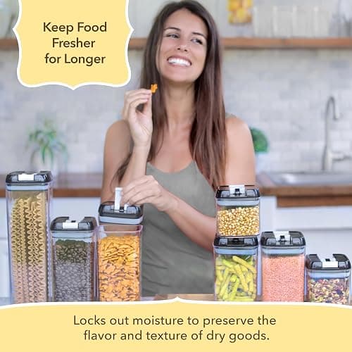 Simply Gourmet Airtight Food Storage Containers with Lids – 6 Piece Slim Kitchen Pantry Organization Set, 5 Cup Capacity, BPA-Free Clear Plastic, Stackable Containers for Flour, Sugar, Rice, Snacks thumbnail 4