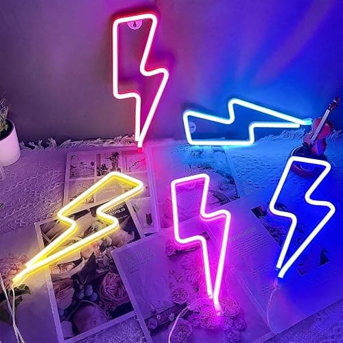 Neon Signs Lightning Bolt Neon Light Sign for Wall Decor, Battery or USB Powered Led Lightning Light Neon Sign for Bedroom, Kids Room, Birthday, Party, Wedding, Home, Kids Decorations Red thumbnail 6