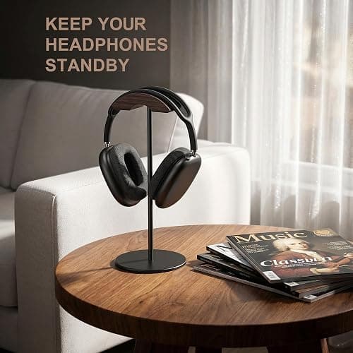QinCoon Headphone Stand, Walnut Wood & Aluminum Headset Stand thumbnail 4