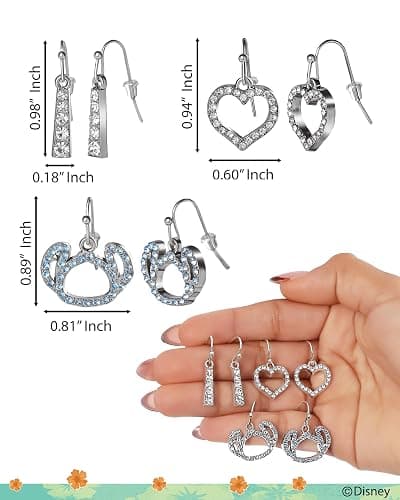SALLY ROSE Stitch Earrings Fashion Set of 6 Pairs Official License | Multicolored Crystal Studs and Drop Earrings, Disney Gifts thumbnail 5