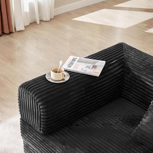 AUGOP Boneless Couch Folding Couches for Living Room Sofa, Futon Sofa Bed with Sleeper Sofa, Futon Couch with Fixed-Shape Oversized Corduroy Upholstered (Black, 81 Inches) thumbnail 8