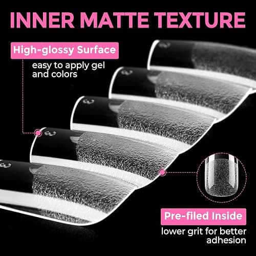 UNA GELLA Short Square Gel Nail Tips 216pcs Short Square Press on Nails Pre-shape Fake Nails for Full Cover Acrylic Nails False Nails For Nail Extension Home DIY Nail Salon 12 Sizes Gelly Tips thumbnail 7