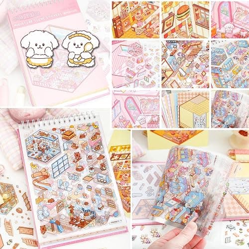 Scene Sticker Book for Kids, 20 Sets of 3D Sticker Scenes for Adults Fun Mini Cute Kawaii Stickers Therapy 3D Scenes Stickers Set Relief Stress Pass The Time, Holiday & Christmas Fun thumbnail 3