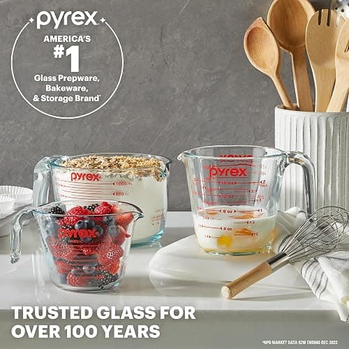 Pyrex Essentials (3-Pack) Glass Measuring Cups Set, (1, 2 & 4 Cup) Measuring Cups For Prepping, Baking and Cooking, Preheated Oven, Dishwasher, Freezer, and Microwave Safe thumbnail 5