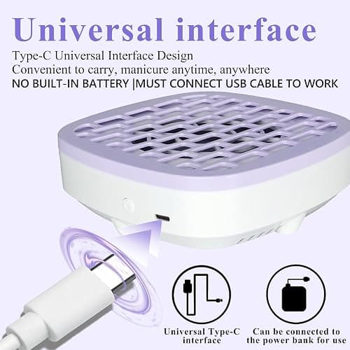 USB Mini Manicure Nail Vacuum Cleaner Strong Suction Nail Dust Collector Portable Nail Art Vacuum Dust Cleaner Extractor Fan (WITHE) thumbnail 2