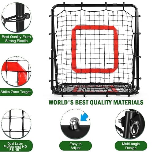 BaseGoal Baseball and Softball Rebounder Net,Baseball Rebounder,Volleyball Rebounder,Pitch Back Net,Multi-Sport Training Rebound Screen,with Pitching Target,Easy Adjustable Angles thumbnail 8