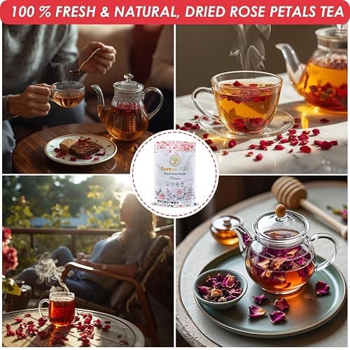 Cure Wid Pure Certified Organic Dried Rose Petals 4 oz Food-Grade Edible Rose Petals for Tea,Cocktails,Baking,Skincare & DIY - Sun-Dried,Non-GMO,Gluten & Chemical-Free Edible Flowers in Resealable Bag thumbnail 3