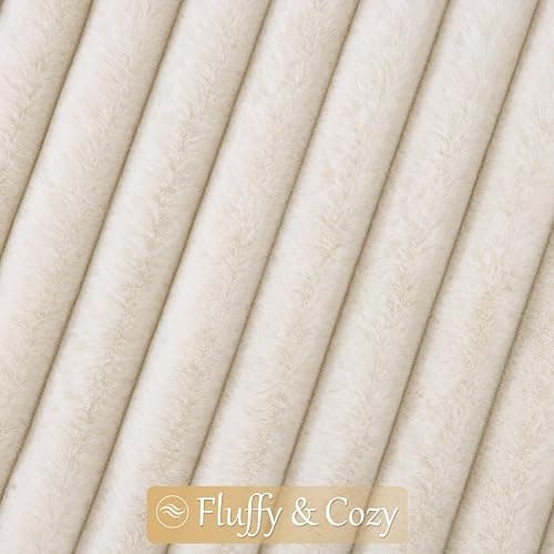 decorUhome Set of 4 Faux Fur Throw Pillow Covers 18x18 Inch Decorative Farmhouse Modern Soft Plush Striped Couch Pillow Covers with Velvet Back for Sofa, Bed, Living Room, Cream White thumbnail 9