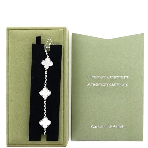 Van Cleef & Arpels, Pre-Loved Vintage Alhambra 5 Motifs Bracelet 18K White Gold and Mother of Pearl, White Gold thumbnail 2