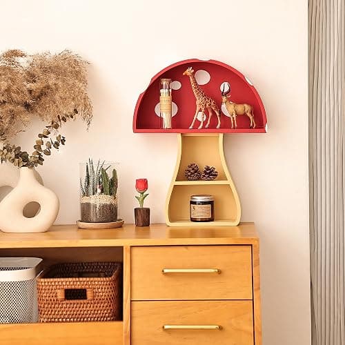 Fungi Fun Floating Mushroom Shelf, Fun & Whimsical Wall Decor for Nursery, Bedroom, Kitchen & Bathroom, Unique Wall Shelves for Living Room - Adorable Mushroom Stuff & Room Decor, Ideal for Gifts thumbnail 2