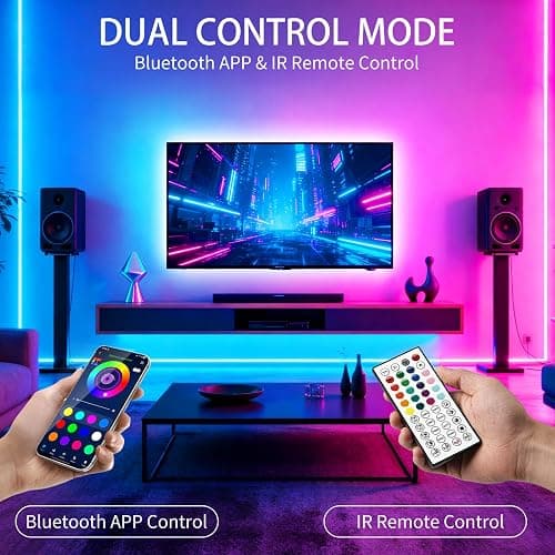 LCTKJTP LED Strip Lights,RGB Music Sync Color Changing Led Lights with Smart App Control Remote & Remote Control for Room,Part,Essential,Sense of Atmosphere Decoration(100FT-2 Rolls of 50ft) thumbnail 2