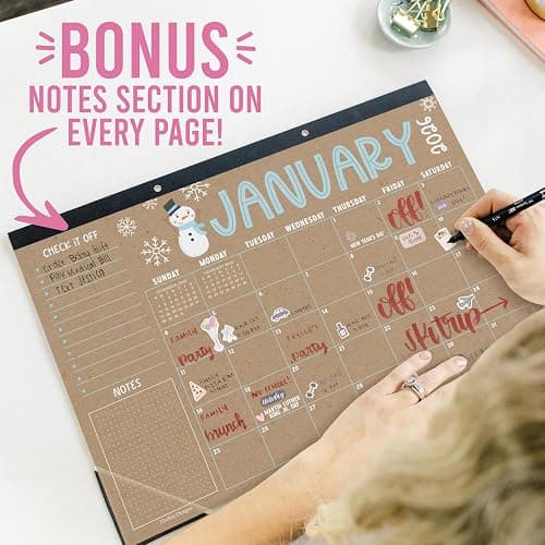 Hadley Designs Large Desk Calendar 2026-2027 - Desktop Calendar 2026, 18 -Month Desk Calendars for Home, Office & Classroom, Cute Kraft Classroom Decor Teacher Must Haves, January 2026 to June 2027 thumbnail 7